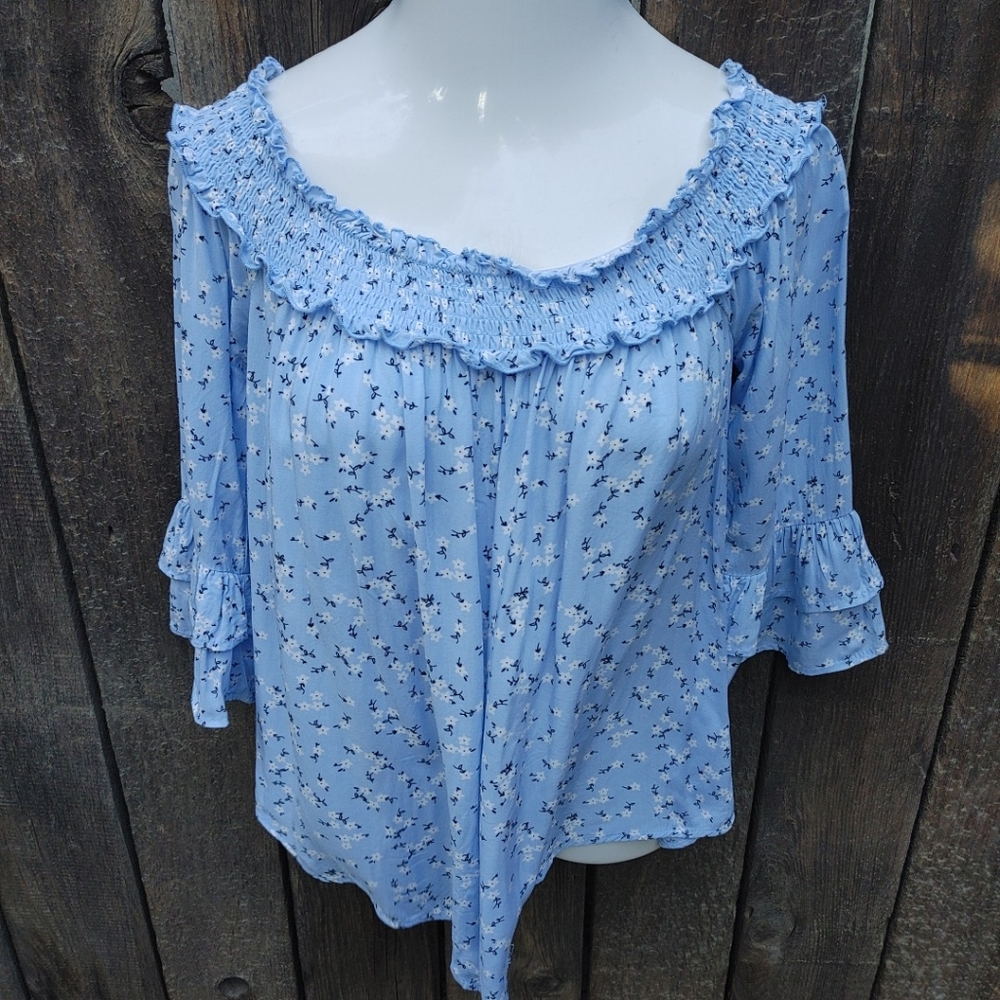 Rue21 Light Blue Off The Shoulder Top